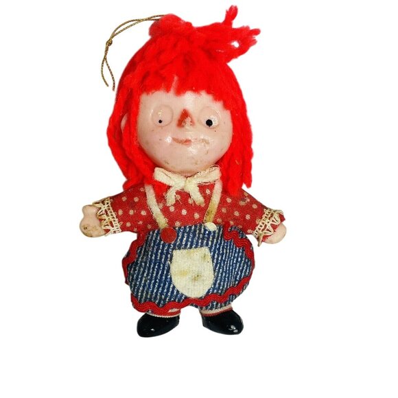Vintage Raggedy Ann Christmas Ornaments 4" Blow Mold Plastic - Picture 1 of 7